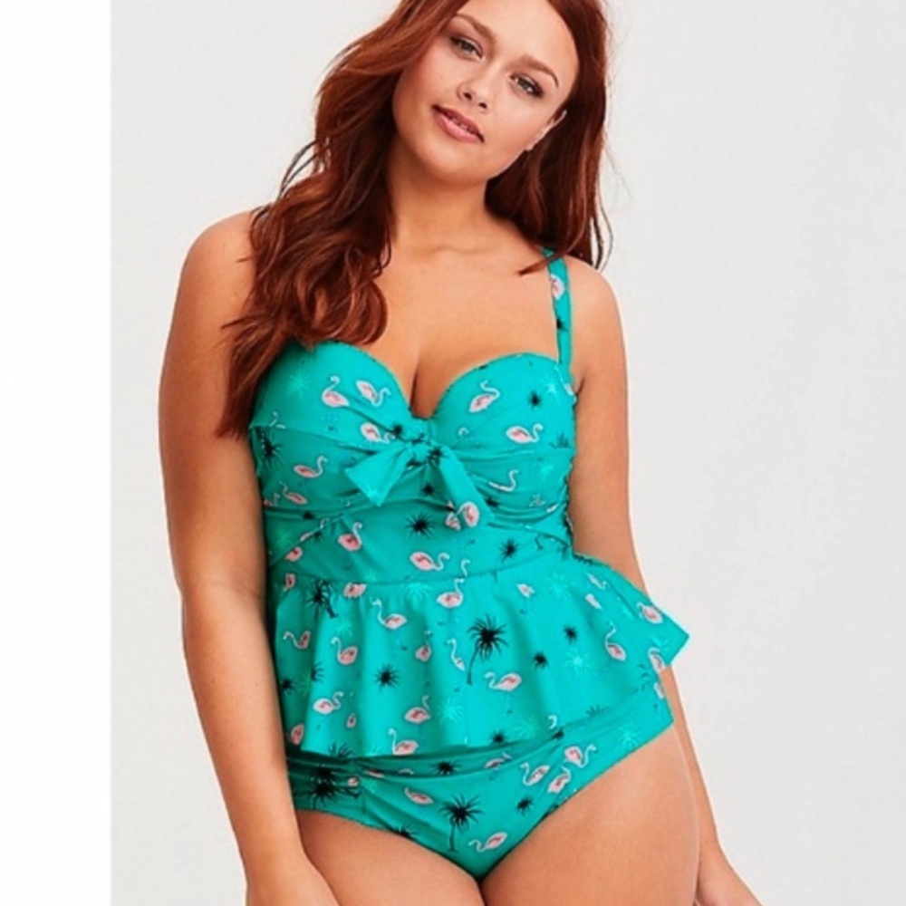 Flamingo Push Up Bikini Top (2X) & Swim Ruched Bottom (1)